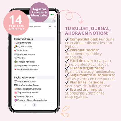 Bullet Journal Anual para Notion